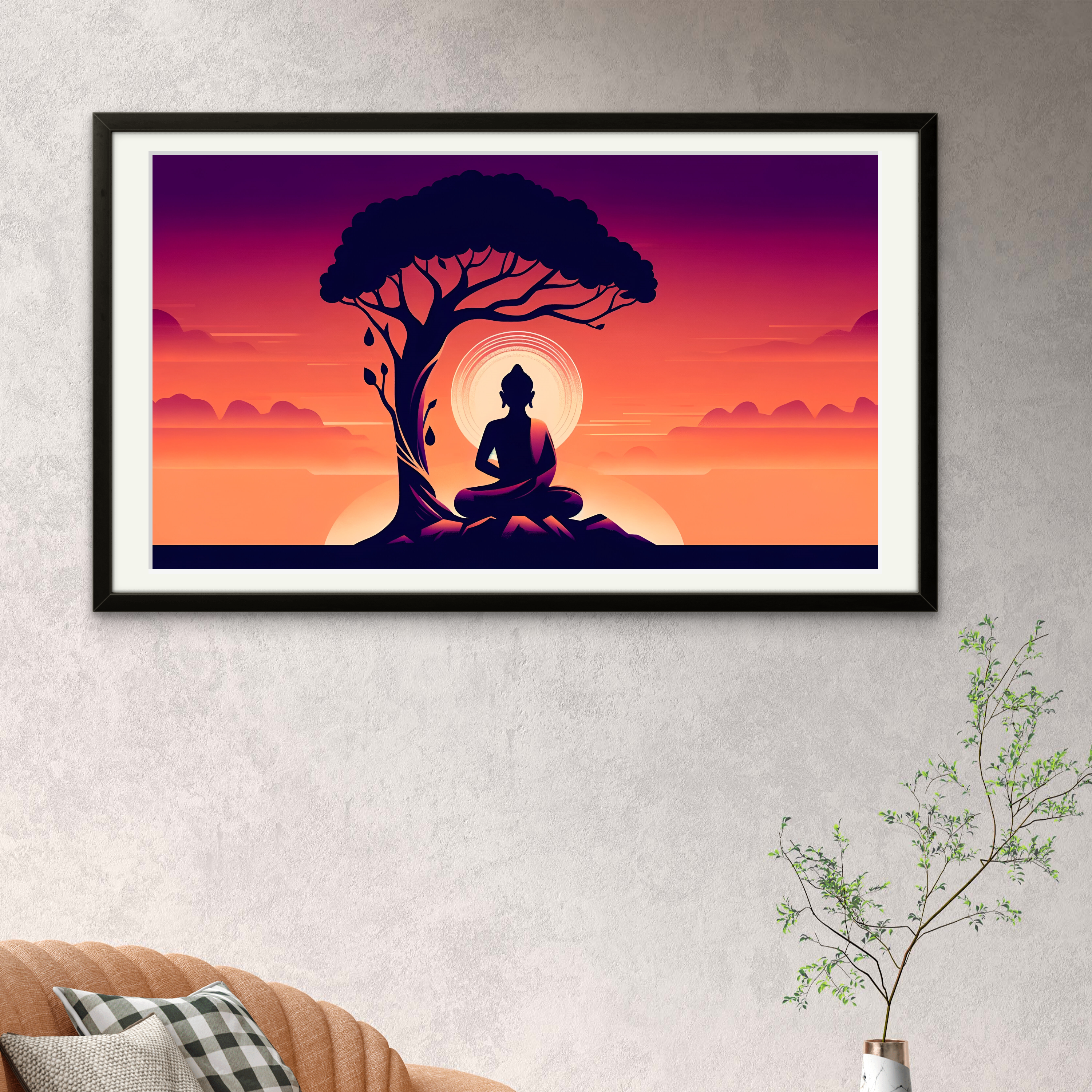 Gautam Buddha Sunset Peace art on Canvas